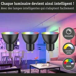 Standard 230 V Smart Home Zigbee 3.0 Réflecteur LED GU10 3x350lm 3x4,8W RGBW+ gradable Noir mat