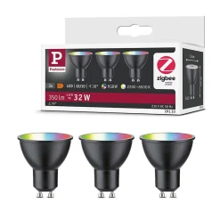 Standard 230 V Smart Home Zigbee 3.0 Réflecteur LED GU10 3x350lm 3x4,8W RGBW+ gradable Noir mat