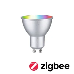 Standard 230 V Smart Home Zigbee 3.0 Réflecteur LED GU10 350lm 4,8W RGBW+ gradable Chrome mat