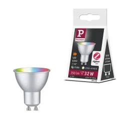 Standard 230 V Smart Home Zigbee 3.0 Réflecteur LED GU10 350lm 4,8W RGBW+ gradable Chrome mat