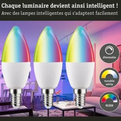 Standard 230 V Smart Home Zigbee 3.0 Bougie LED E14 3x470lm 3x5W RGBW+ gradable Dépoli