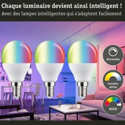 Standard 230 V Smart Home Zigbee 3.0 Sphérique LED E14 3x470lm 3x5W RGBW+ gradable Dépoli