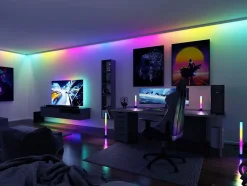 Strip LED intégré dimmable autocollant Dynamic Rainbow RGB Paulmann 14,5W blanc mat L.5m x H.0,2 x P.0,2cm