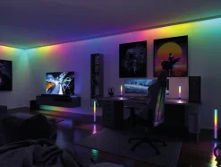 Strip LED intégré dimmable autocollant Dynamic Rainbow RGB Paulmann 6,5W blanc mat L.3m x H.0,2 x P.0,2cm