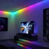 Strip LED intégré dimmable autocollant Dynamic Rainbow RGB Paulmann 4W blanc mat L.1,5m x H.0,2x P.0,2cm