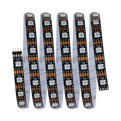 Strip LED intégré dimmable autocollant Dynamic Rainbow RGB Paulmann 4W blanc mat L.1,5m x H.0,2x P.0,2cm