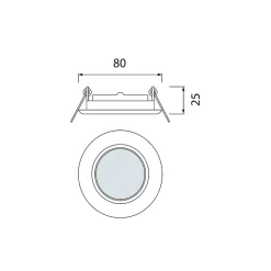 Support downlight rond matchrome étanche IP65 Diam 83mm