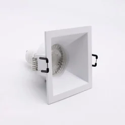 Support Encastrable Spot Carré Blanc Mat pour Ampoule GU10 - SILAMP