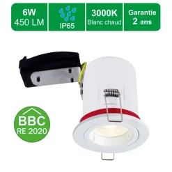Support spot BBC salle de bain IP65 + GU10 6W 450lm inclus - garantie 2 ans