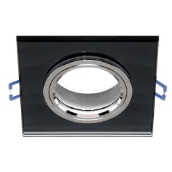 Support Spot Encastrable Orientable Carré Verre et Noir - SILUMEN - GU10 LED