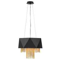 Suspension à 6 lumières Elstead Zuma, noir satiné, or, E27