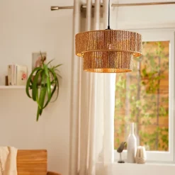 Suspension 1 lampe aspect fibres naturelles Ø38cm E27 42W GoodHome Brolga