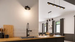 Suspension 3 lampes Hayott noir E27 15W IP20 L.75 x H.120 cm