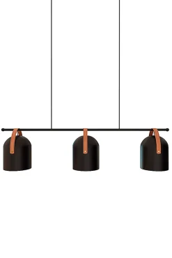 Suspension 3 lampes Hayott noir E27 15W IP20 L.75 x H.120 cm