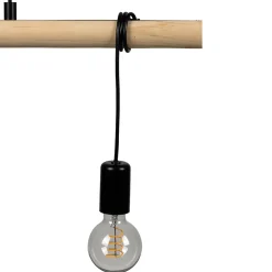 Suspension 3 lampes noir et effet bois E27 28W L.77 x 110 cm GoodHome Hornero
