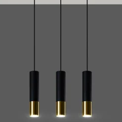 Suspension 3 Lampes Noir Or pour Ampoules GU10 - SILAMP