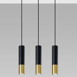 Suspension 3 Lampes Noir Or pour Ampoules GU10 - SILAMP