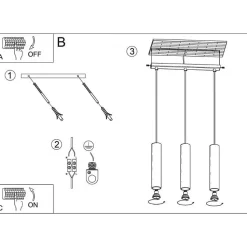 Suspension 3 Lampes Noir Or pour Ampoules GU10 - SILAMP