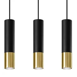 Suspension 3 Lampes Noir Or pour Ampoules GU10 - SILAMP