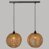 Suspension 2 lampes Rana en métal & jonc de mer D50cm - Atmosphera