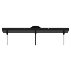 Suspension 3 lampes rotin et métal noir E27 15W H.110cm GoodHome Conebill