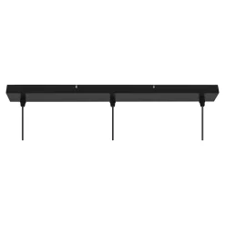 Suspension 3 lampes rotin et métal noir E27 15W H.110cm GoodHome Conebill
