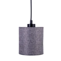 Suspension 4 pièces MALTA metal bois abat-jour textile gris blanc douille E27 pour salon bureau ou table de nuit