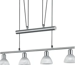 Suspension 4x E14, 3000K, Nickel Mat et verre - Trio - Levisto