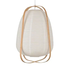Suspension Akemi IP20 E27 40W H.47 x Ø36 cm papier japonais, bambou, blanc Corep