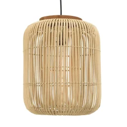 Suspension "allongée" 35x35cm rotin couleur naturelle et teck