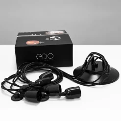 Suspension araignée Aranea 5xE27 noire plafonnier avec douille E27 EDO777188