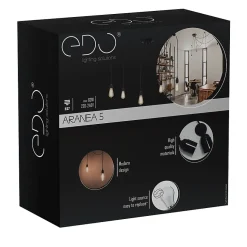 Suspension araignée Aranea 5xE27 noire plafonnier avec douille E27 EDO777188