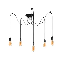 Suspension araignée Aranea 5xE27 noire plafonnier avec douille E27 EDO777188