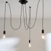Suspension araignée filaire noir 3 lampes L.80cm E27 Seynave