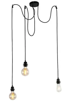 Suspension araignée filaire noir 3 lampes L.80cm E27 Seynave