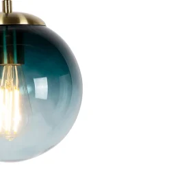 Suspension Art déco en laiton avec verre bleu océan 20 cm - Pallon