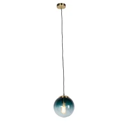 Suspension Art déco en laiton avec verre bleu océan 20 cm - Pallon