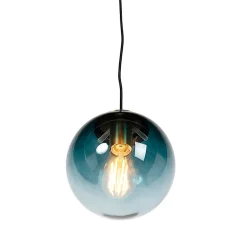 Suspension Art déco en laiton avec verre bleu océan 20 cm - Pallon