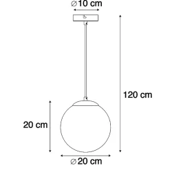 Suspension Art Déco en laiton avec verre rose 20 cm - Pallon