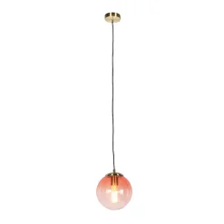 Suspension Art Déco en laiton avec verre rose 20 cm - Pallon