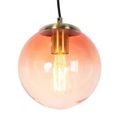 Suspension Art Déco en laiton 45 cm 3 lumières rose - Pallon