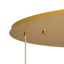 Suspension Art Déco Laiton avec Plaque de Plafond Ovale et Verre Ambré 6 Lumières - Douglass