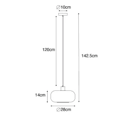 Suspension Art Déco noire avec verre ambre - Bizle