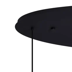 Suspension Art Déco Noire avec Plaque de Plafond Ovale et Verre Vert et Bleu 6 Lumières - Douglass