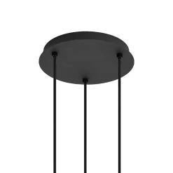 Suspension Art Déco noire avec verre fumé rond 3 lumières - Vidro