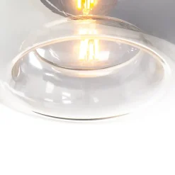 Suspension Art Déco noire avec verre fumé 3 lumières ronde - Busa