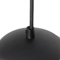 Suspension Art déco noire avec boules en verre dorées rondes 3 lumières - Pallon