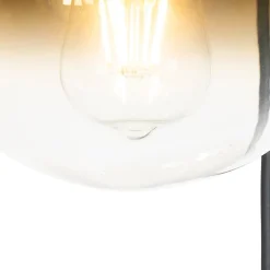 Suspension Art déco noire avec boules en verre dorées rondes 3 lumières - Pallon