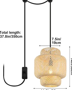 Suspension artisanale en osier naturel D28 cm