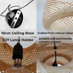 Suspension artisanale en osier naturel D28 cm